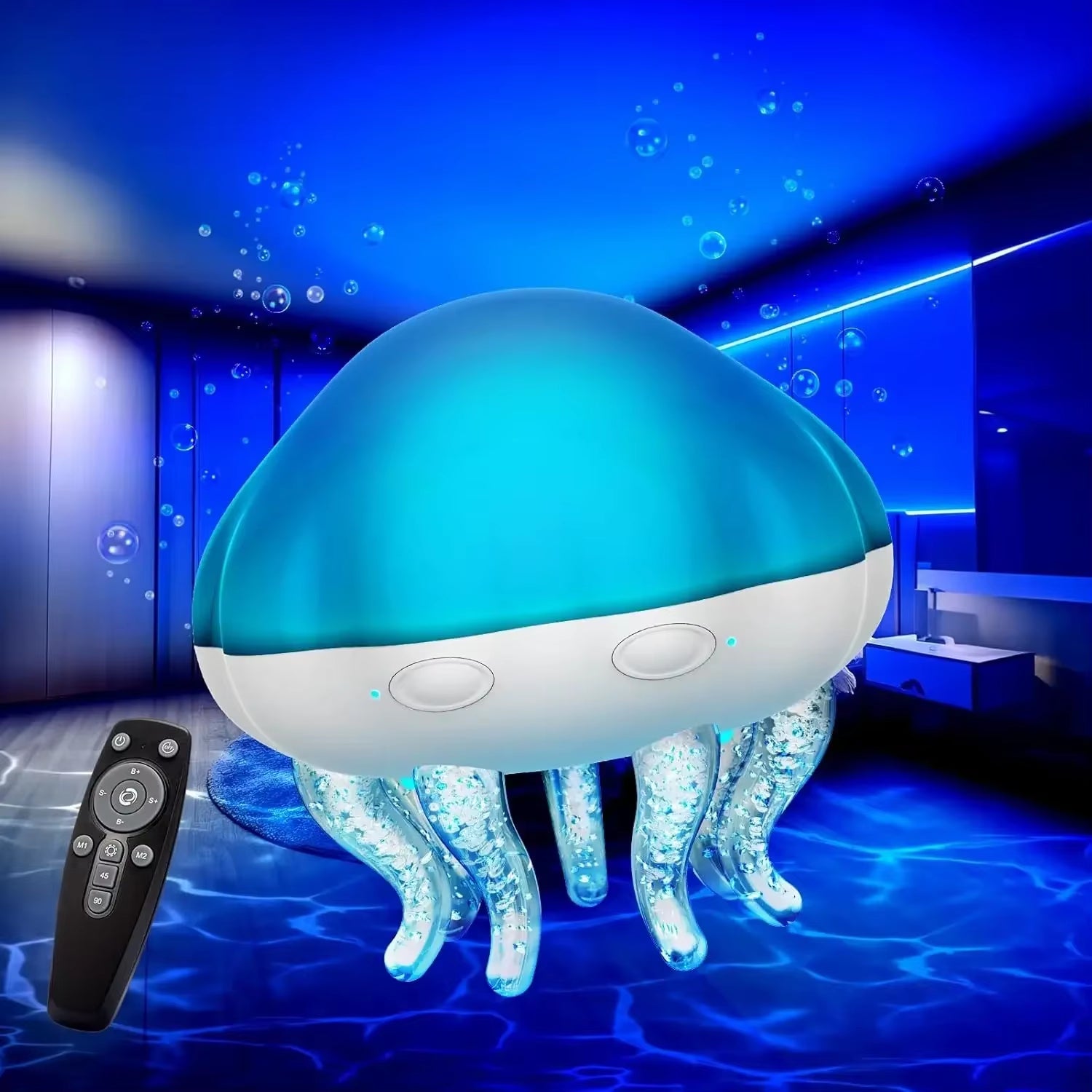 2-In-1 Ocean Wave & Jellyfish Projector Light with Remote Control,Timer Auto Off,8Color Changing Night Light for Kids Gift