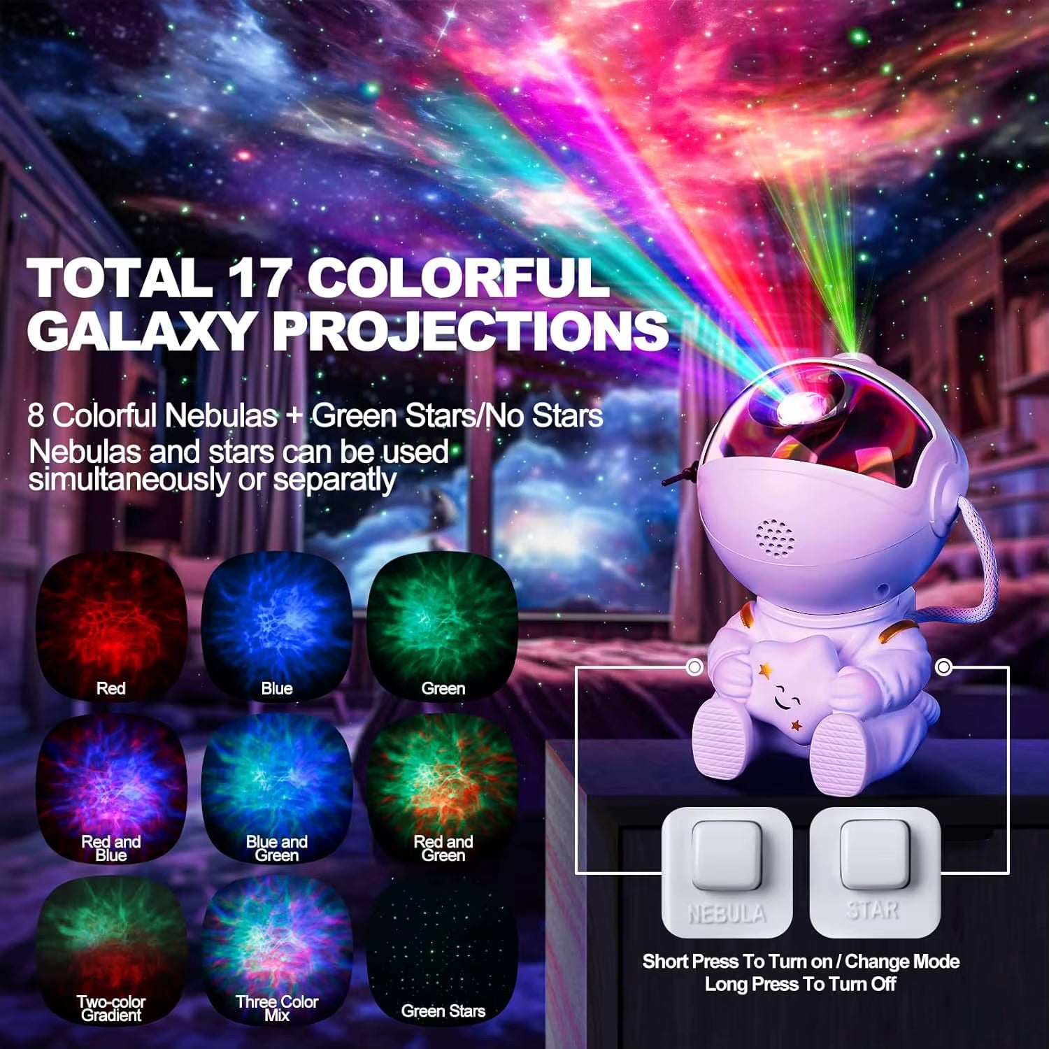 Galactic Star Astronaut Space Projector, Party, Holiday, Birthday Gift, Suitable for Adults Bedroom Decoration Aesthetics